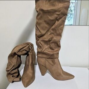 Tan Knee High Slouch Boots